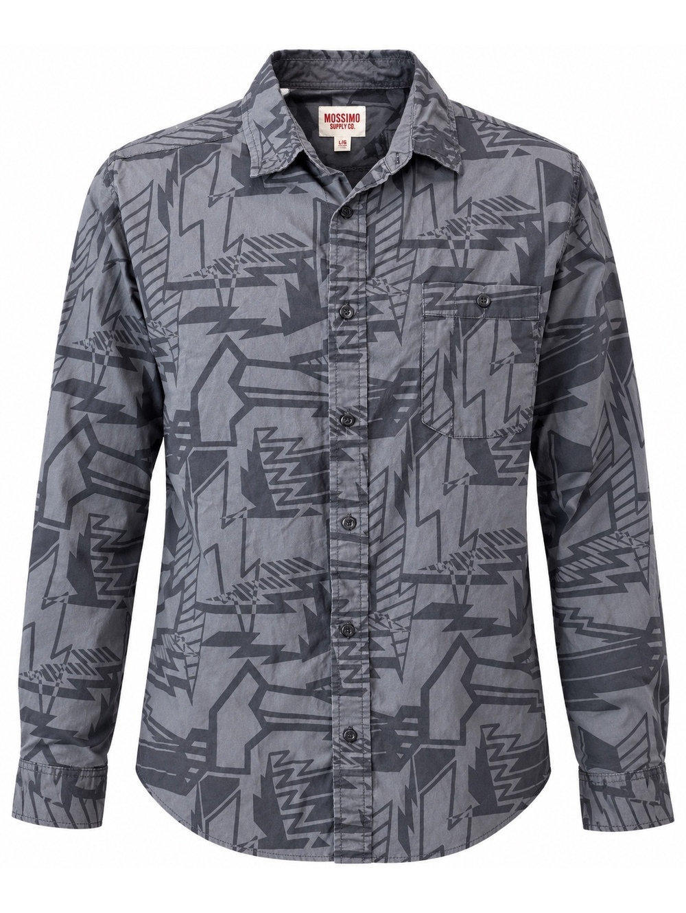Mossimo Supply Co Men’s Large Gray Abstract Geometric Button Up Shirt Cotton L